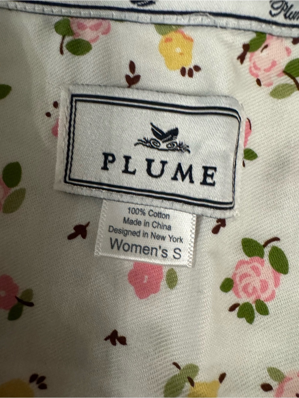 Women's Floral Cotton Pajama Set with Pink Trim - Picture 3 of 3